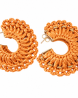 GAS BIJOUX - BOUCLES D'OREILLES CREOLES CROCUS RAPHIA CARAMEL - METAL DORÉ