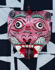 Masque décoration murale Inde tigre rose 21cm papier mâché
