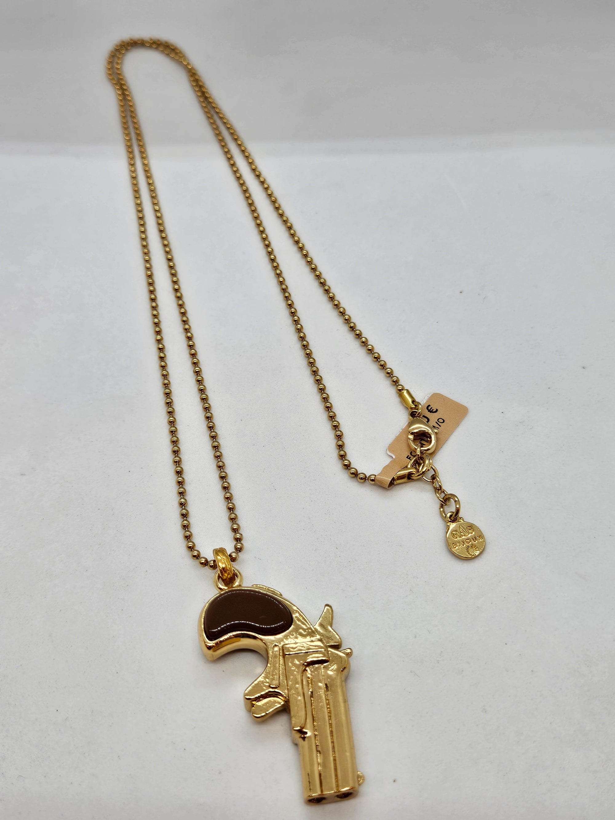 GAS BIJOUX - Collier CLINT- doré et marron - Existe que 25 exemplaires