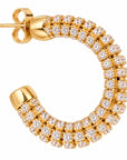 GAS BIJOUX - BOUCLES D'OREILLES BELLINA CRÉOLES STRASS - MÉTAL DORÉ