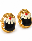 GAS BIJOUX - BOUCLES D'OREILLES PUCES SCARAMOUCHE ÉMAIL - MÉTAL DORÉ