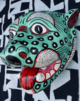 Masque léopard vert artisanal en papier mâché, Odisha Inde