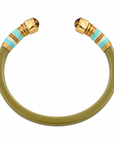 GAS BIJOUX - BRACELET SARINA BIS ACETATE KAKI - EMBOUTS OEIL DE TIGRE