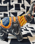 Statuette Éléphant Tête Articulée, Papier Mâché, Inde
