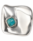 GAS BIJOUX - BOUCLES D'OREILLES PUCES SQUARE PETIT MODÈLE - MÉTAL ARGENTÉ - TURQUOISE