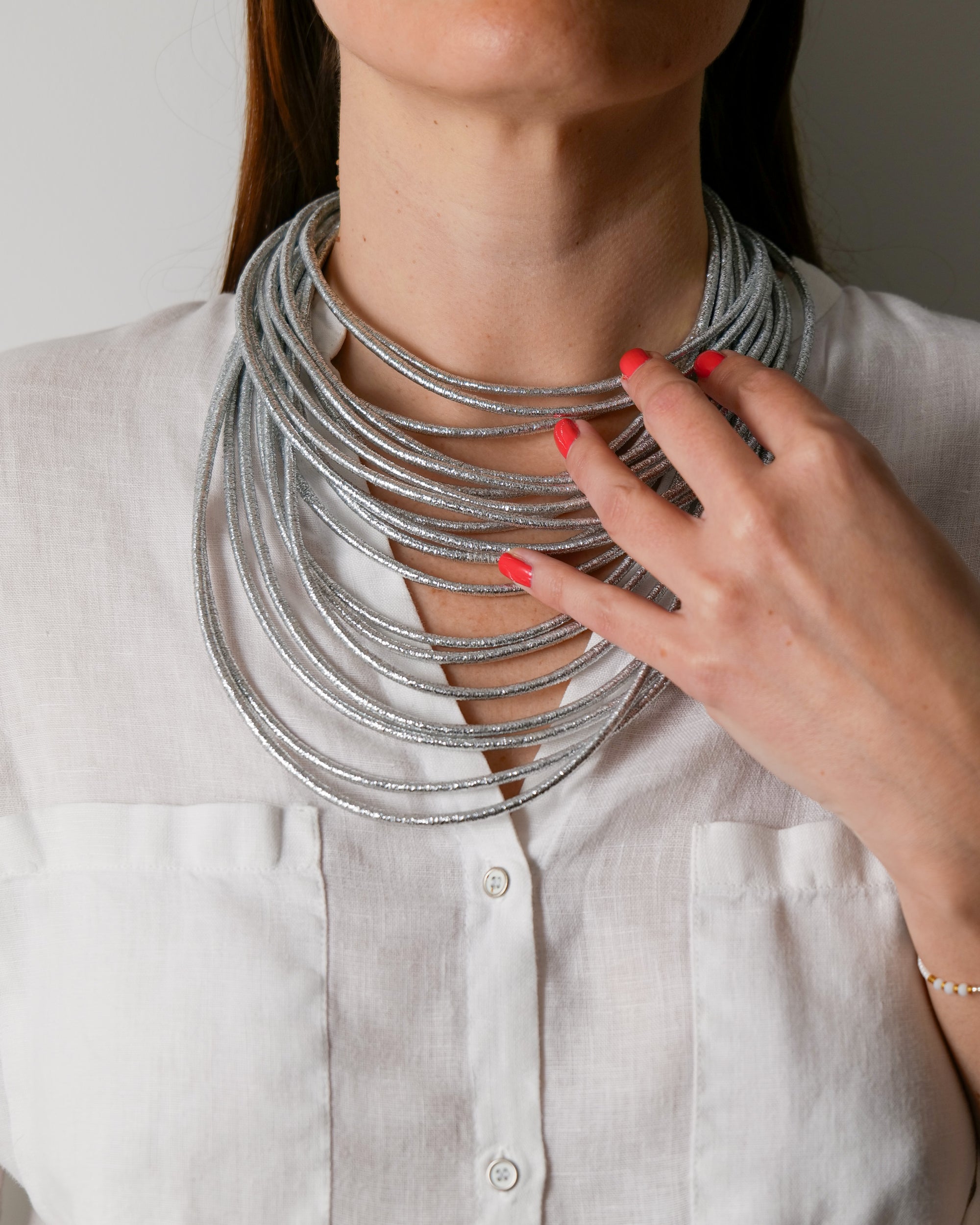 GISEL - Collier tribu 12 rangs silver