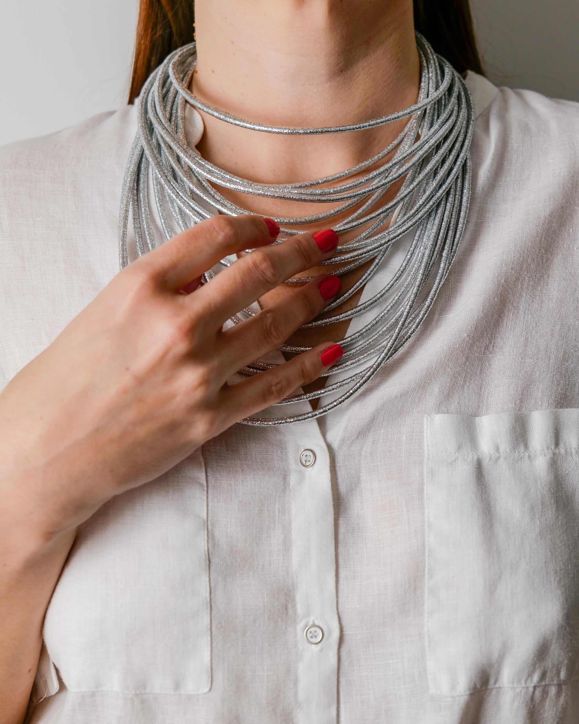 GISEL - Collier tribu 12 rangs silver