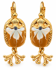 GAS BIJOUX - BOUCLES D'OREILLES SCARMOUCHE BIS - EMAIL MARRON - METAL DORÉ