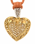 GAS BIJOUX - COLLIER CORACAO SUR LIEN CUIR MARRON