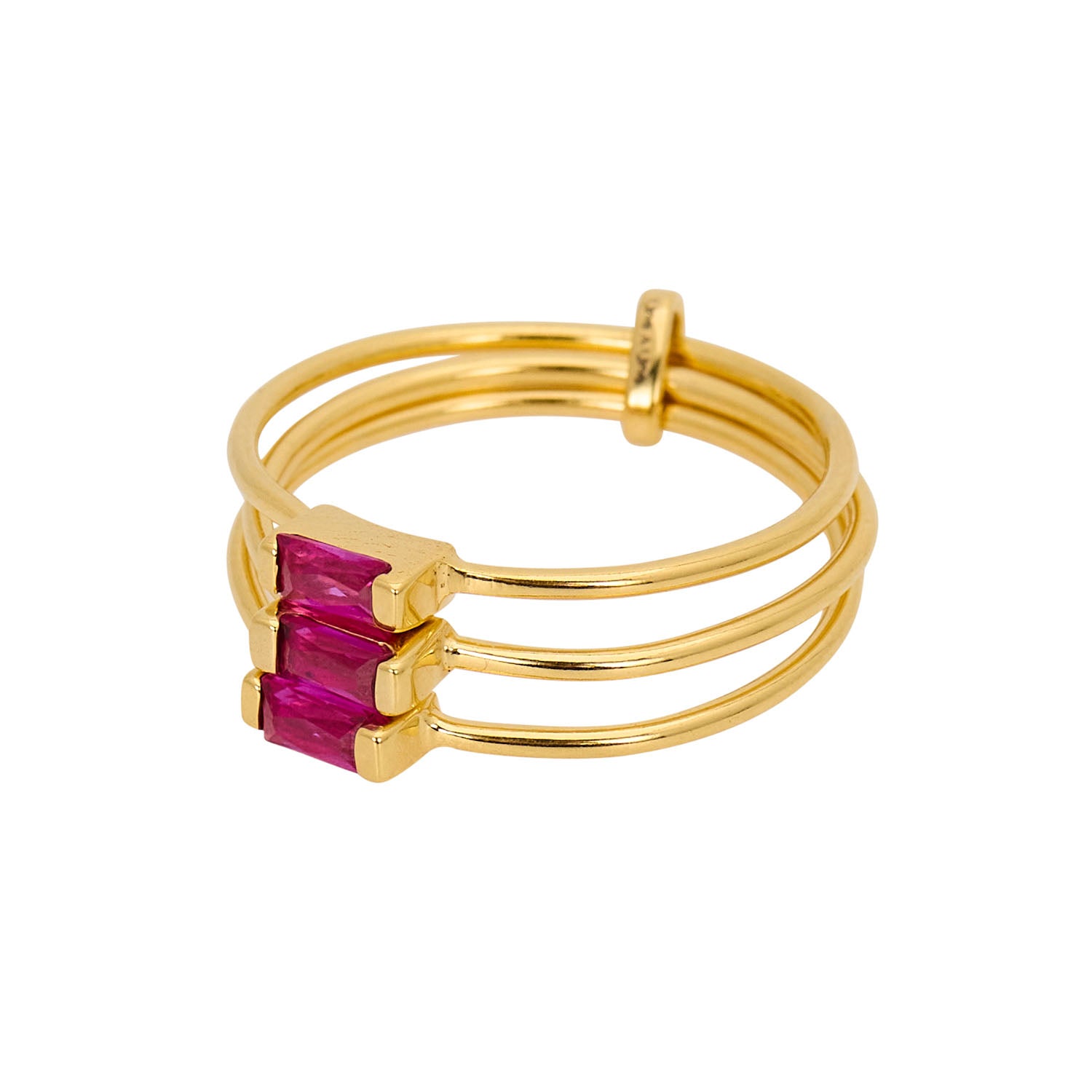 UNE A UNE - Bague CRYSTAL triple rubis
