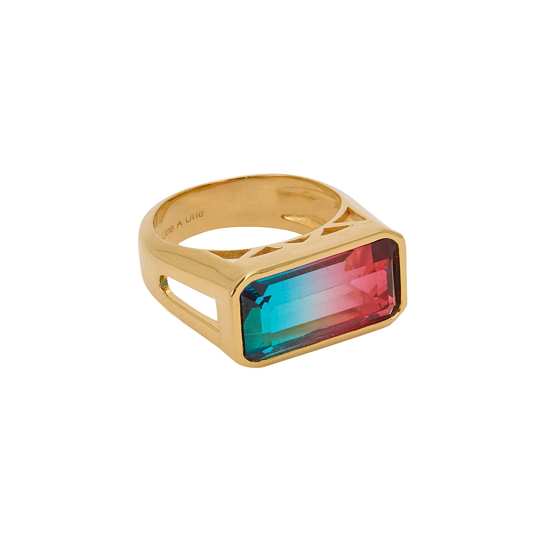 UNE A UNE - Bague RAINBOW aqua-rose