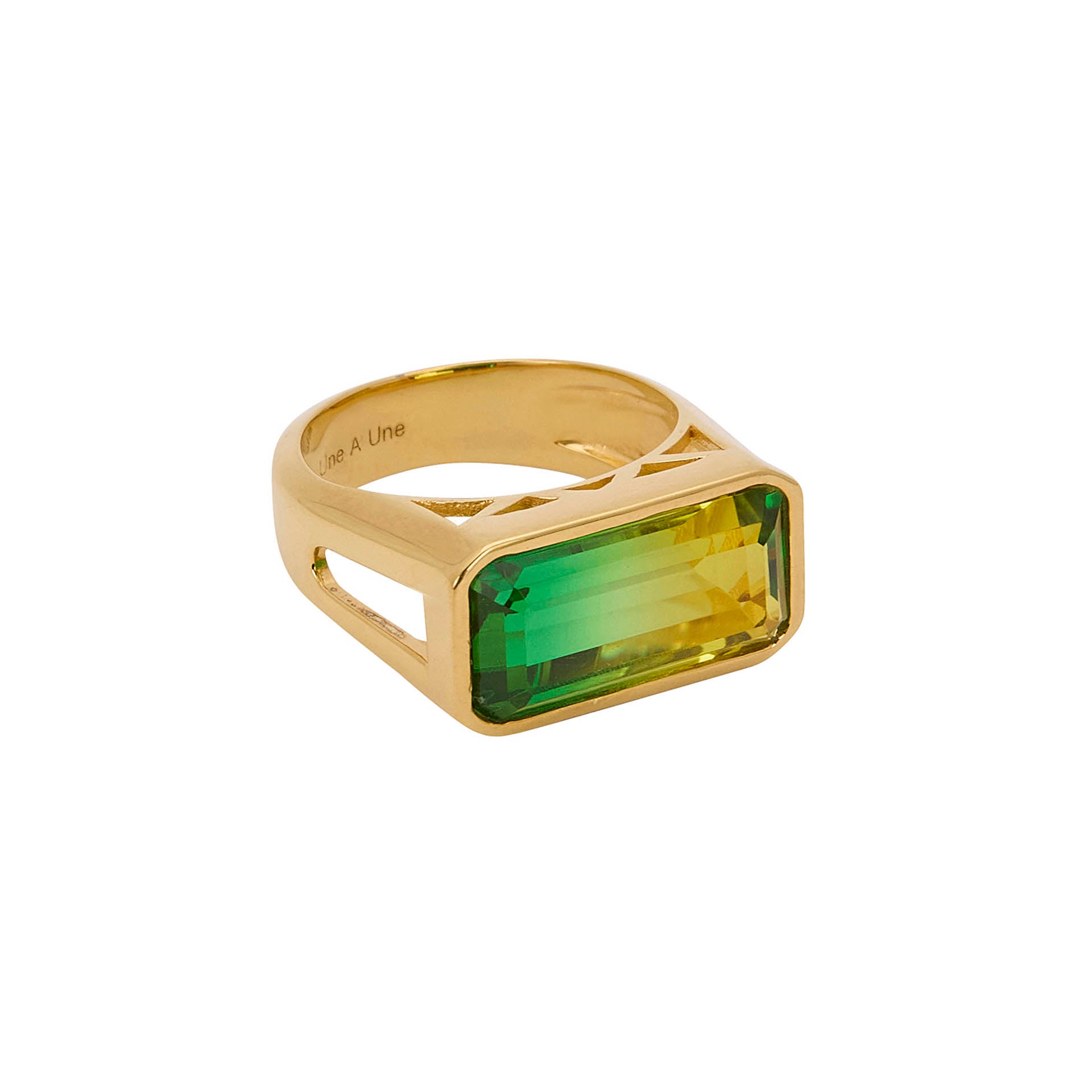 UNE A UNE - Bague RAINBOW jaune-vert