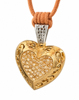 GAS BIJOUX - COLLIER CORACAO SUR LIEN CUIR MARRON