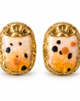 GAS BIJOUX - BOUCLES D'OREILLES PUCES SCARAMOUCHE EMAIL - METAL DORÉ