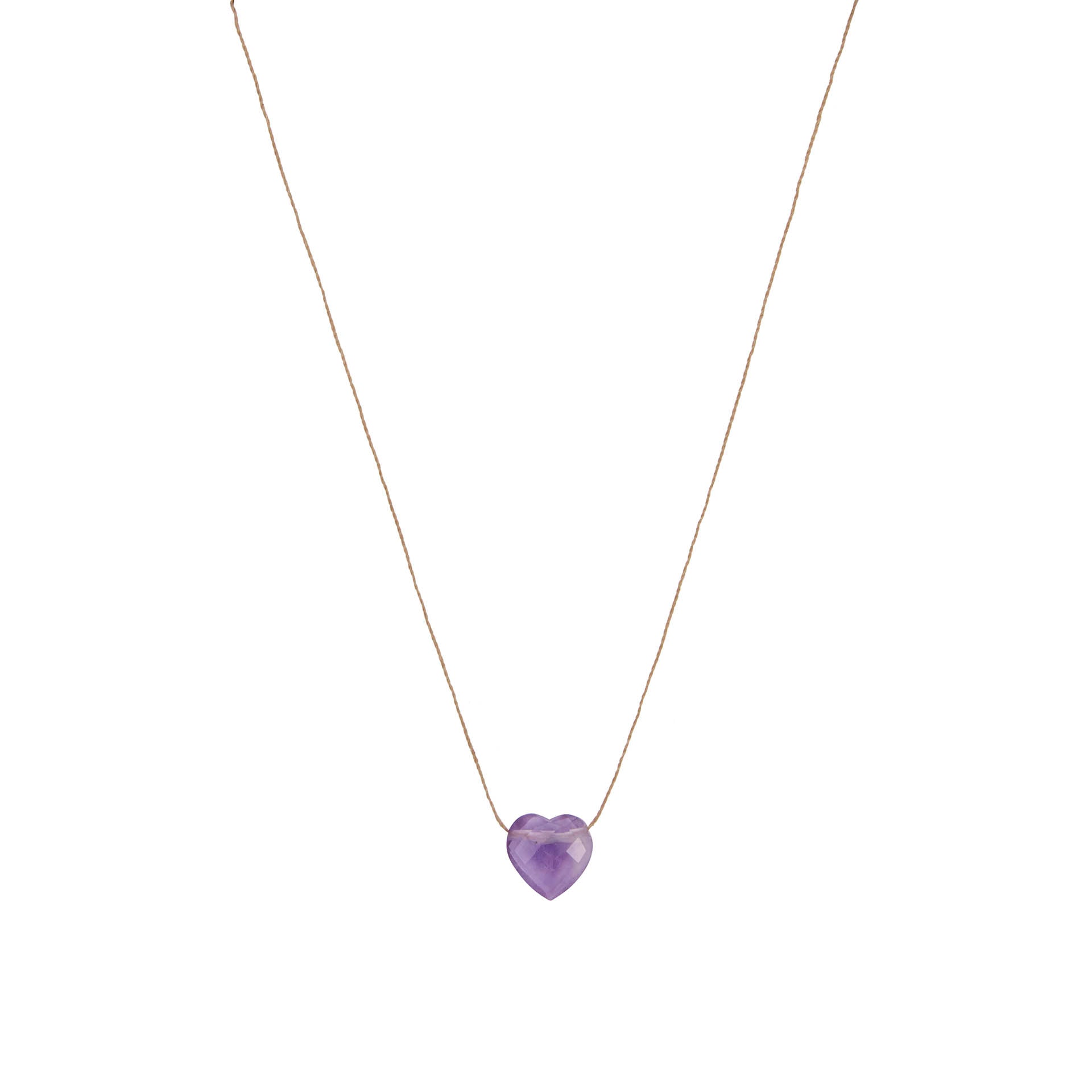 UNE A UNE - Collier goutte coeur améthyste