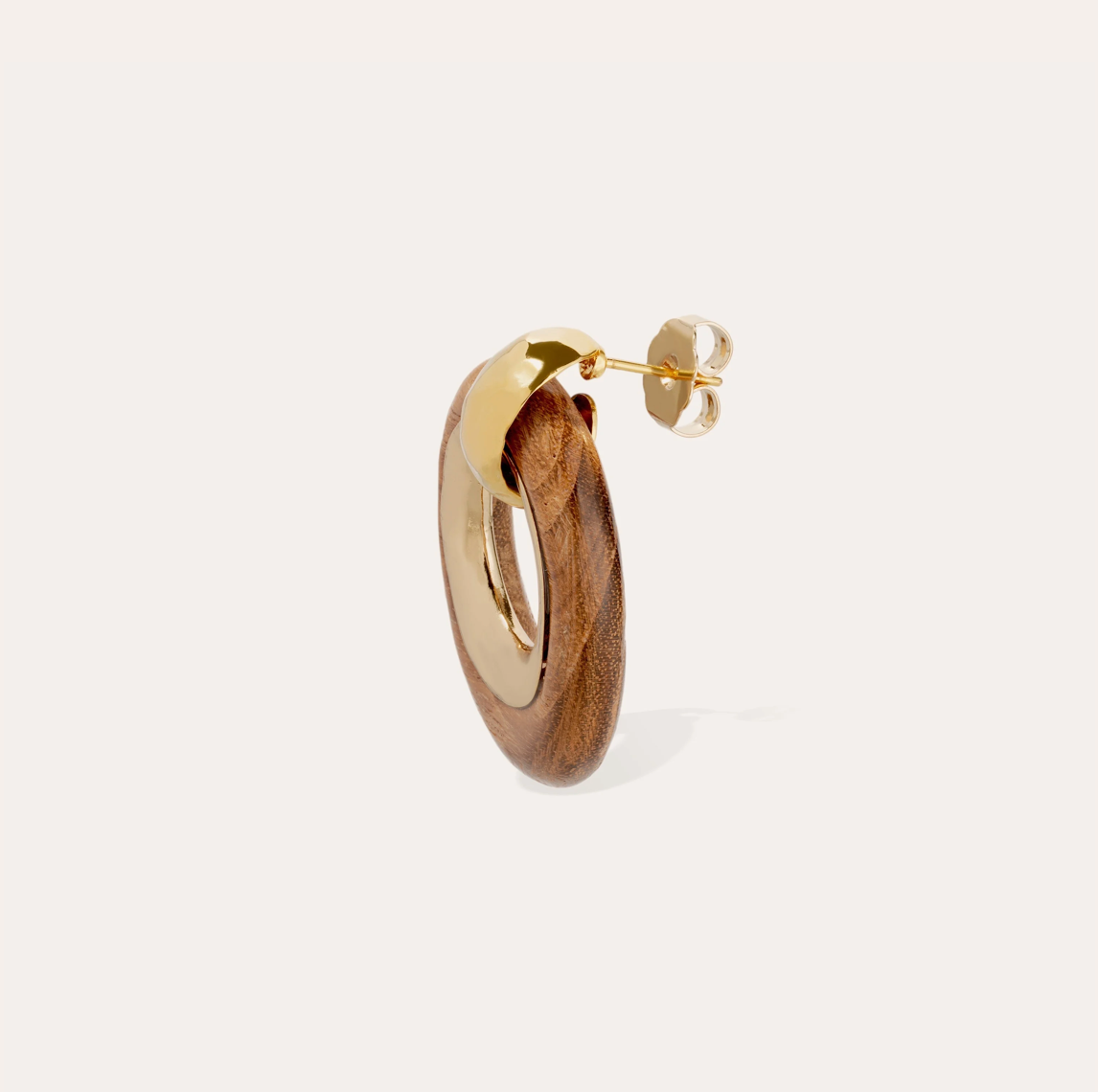 GAS BIJOUX - Boucles d'oreilles SELVA dorées à l'or fin et bois
