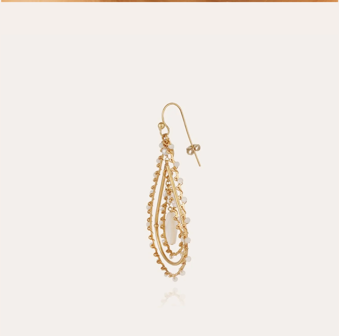 GAS BIJOUX - Boucles d'oreilles ORPHEE grand modèle dorées à l'or fin - Nacre blanche