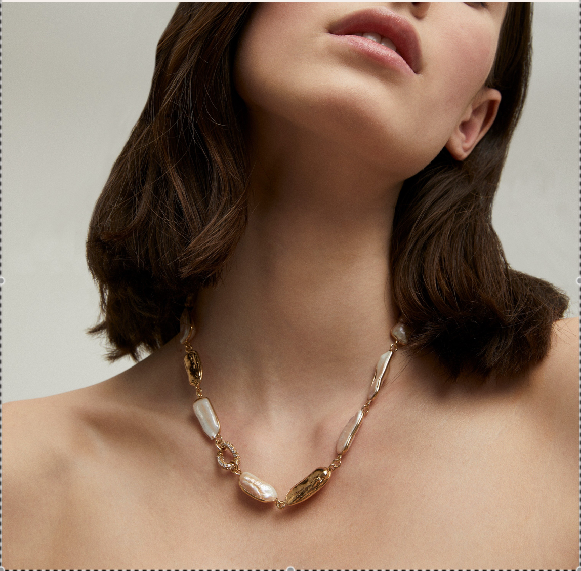 GAS BIJOUX - Collier CAYO doré à l'or fin - NACRE GRISE