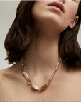 GAS BIJOUX - Collier CAYO doré à l'or fin - NACRE GRISE