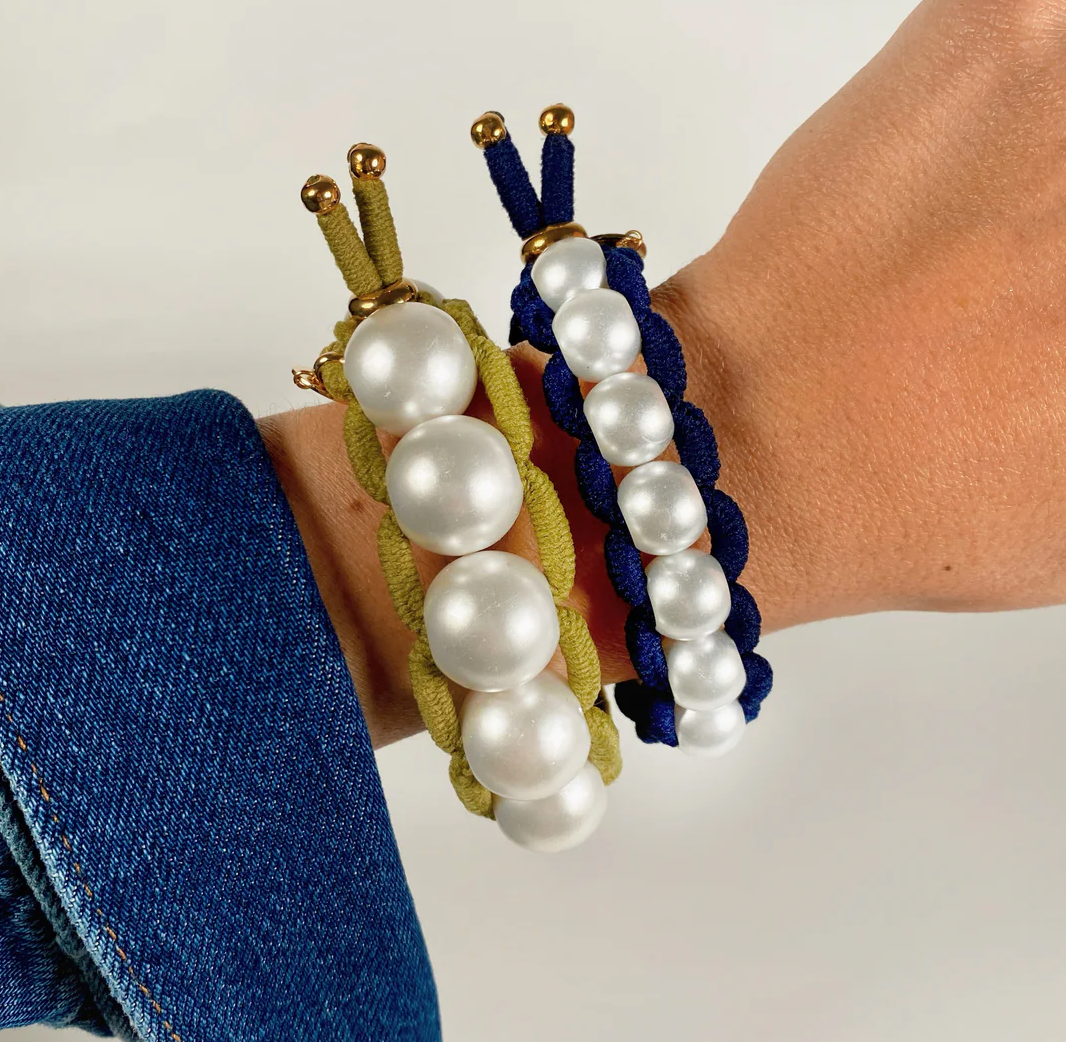 SCRUNTCHIE IS BACK - BICHOU bracelet perles nacrées et élastiques colorés - Chouchou 2 en 1 - Made in France