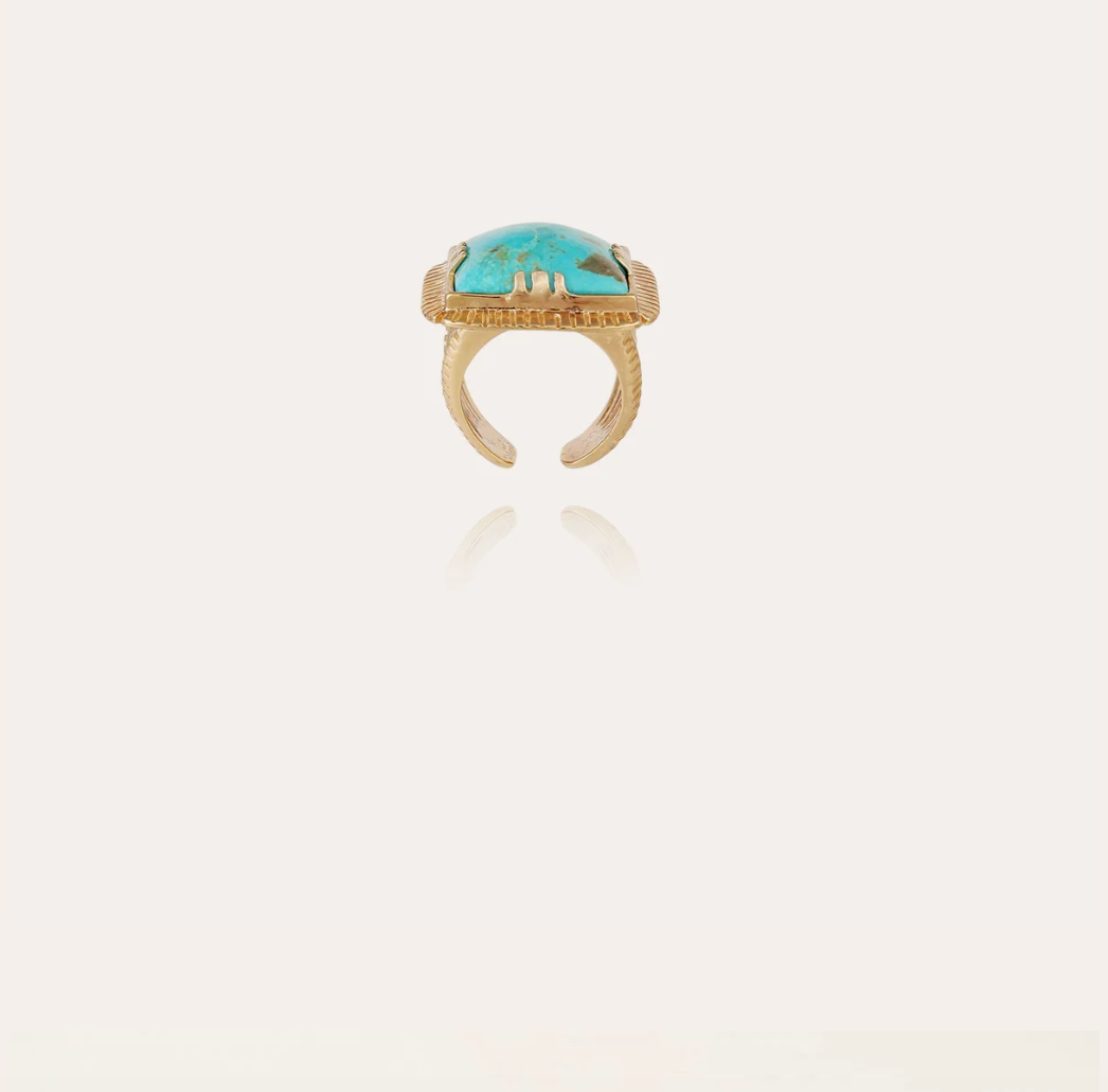 GAS BIJOUX - Bague Arty chevalière dorée à l'or fin - Turquoise