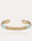 GAS BIJOUX - Bracelet Macao raphia doré à l'or fin - Turquoise