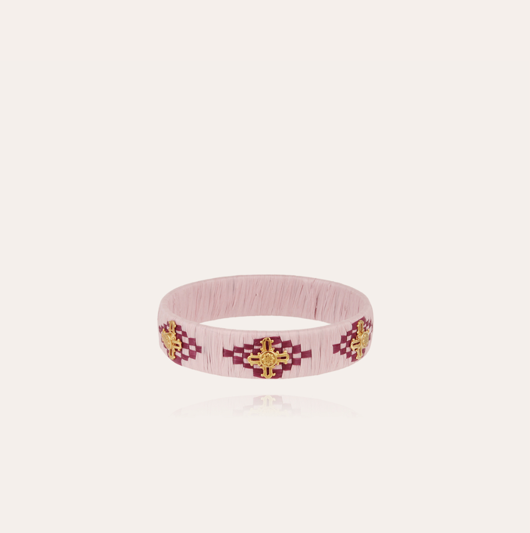 GAS BIJOUX - Bracelet Rofia petit modèle doré à l'or fin - Rose
