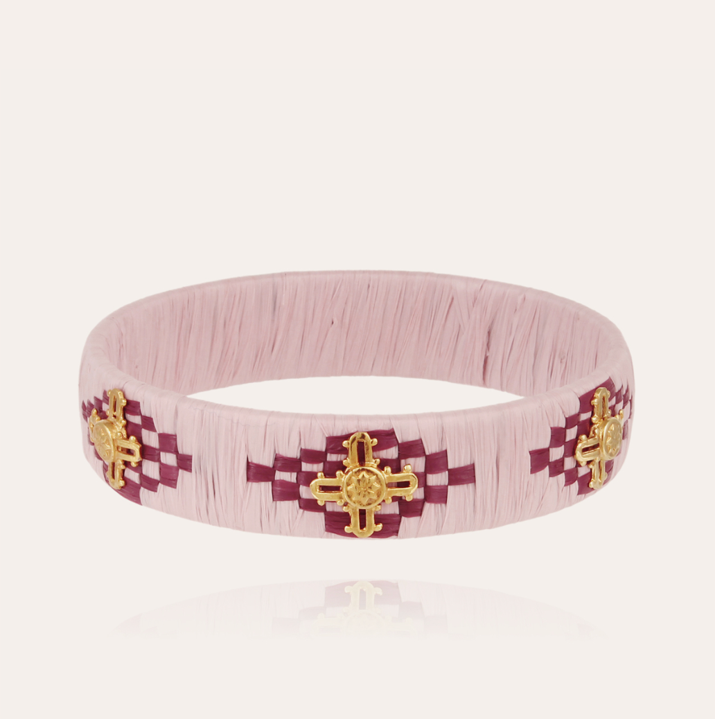 GAS BIJOUX - Bracelet Rofia petit modèle doré à l'or fin - Rose