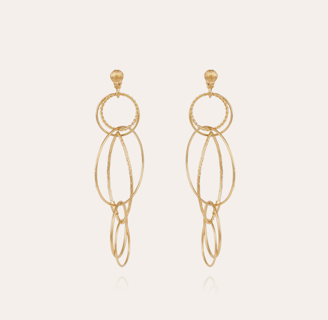 GAS BIJOUX - Boucles d'oreilles torsade Multi petit modèle dorée à l'or fin