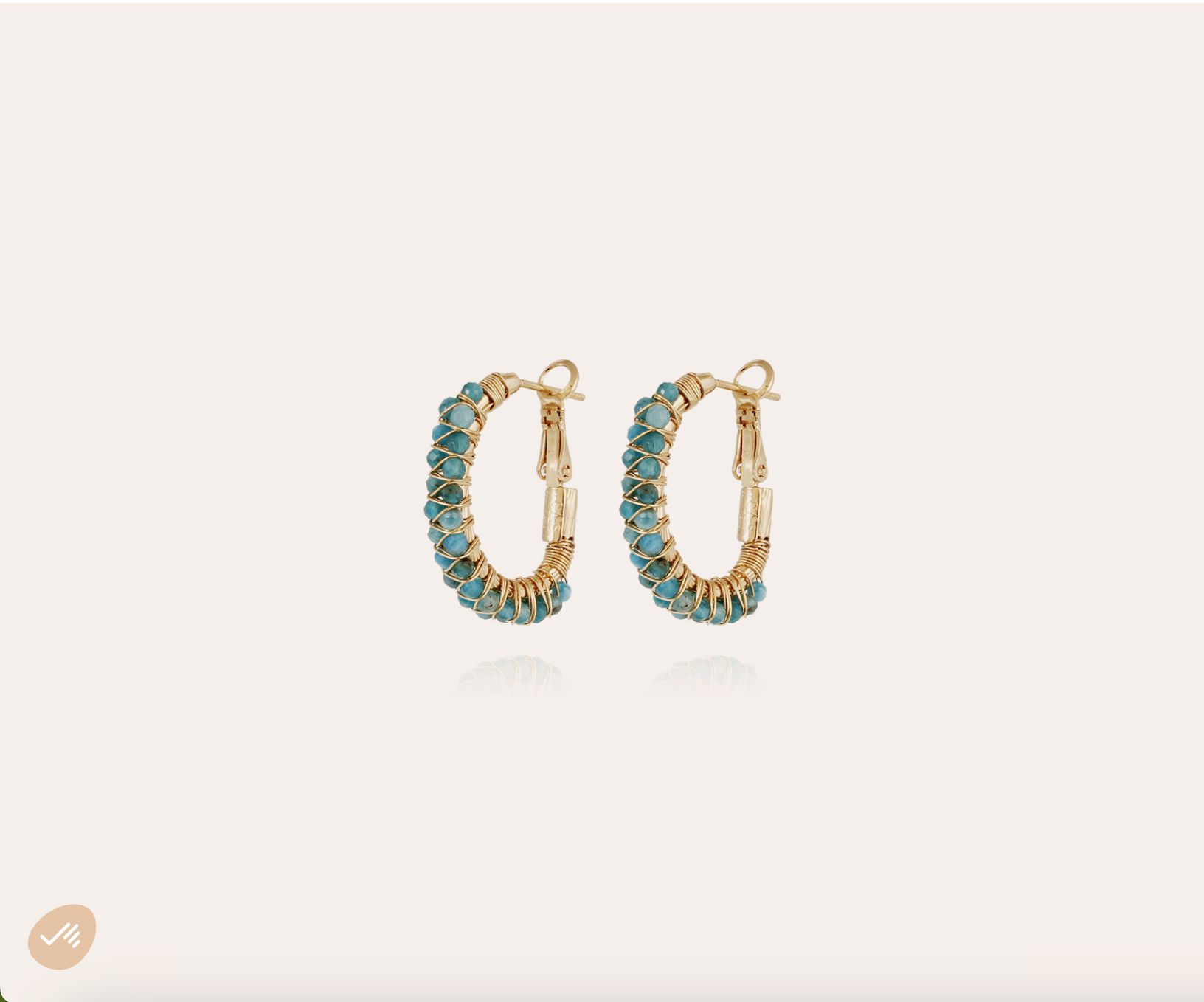 GAS BIJOUX - Créoles LYRE dorées à l'or fin - Apatite bleue