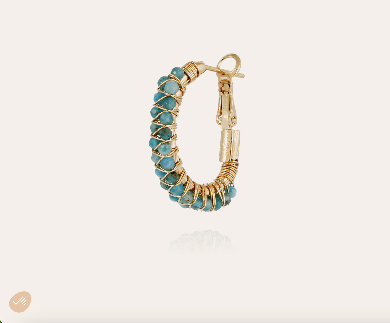 GAS BIJOUX - Créoles LYRE dorées à l'or fin - Apatite bleue