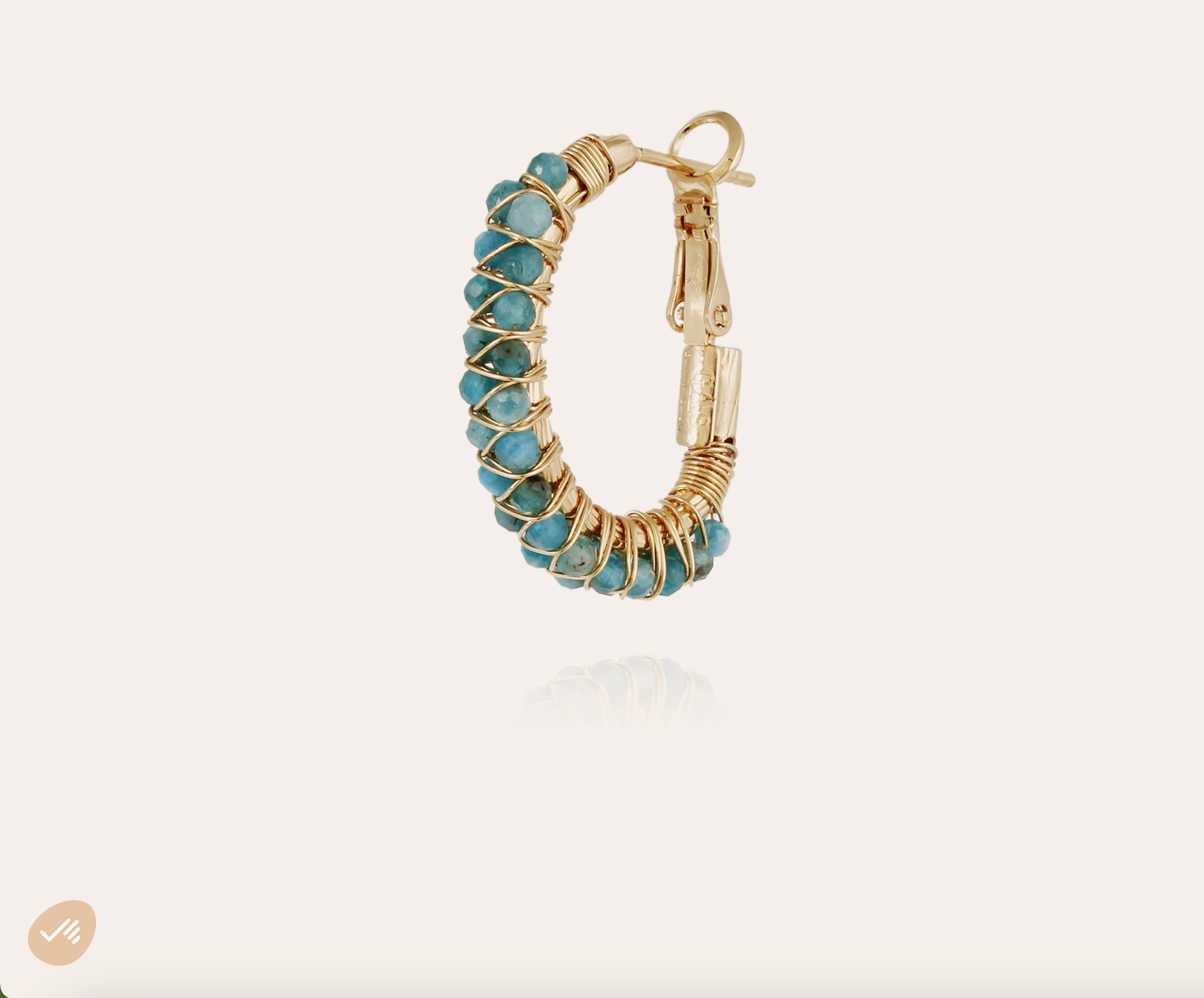 GAS BIJOUX - Créoles LYRE dorées à l'or fin - Apatite bleue