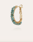 GAS BIJOUX - Créoles LYRE dorées à l'or fin - Apatite bleue