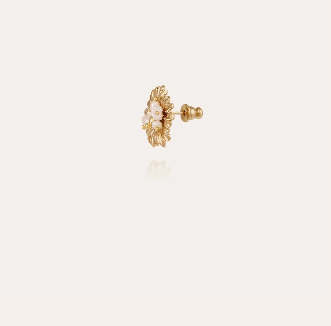 GAS BIJOUX - Boucles d'oreilles puces AZALEE dorées perles de culture dorées à l'or fin