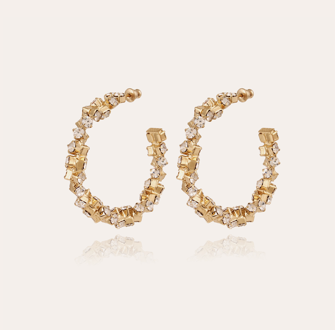 GAS BIJOUX - Boucles d'oreilles TREVISE strass dorées à l'or fin