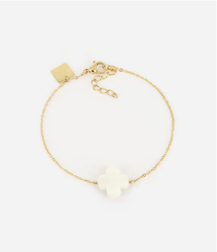 ZAG BIJOUX - Bracelet VEGA acier doré BLANC
