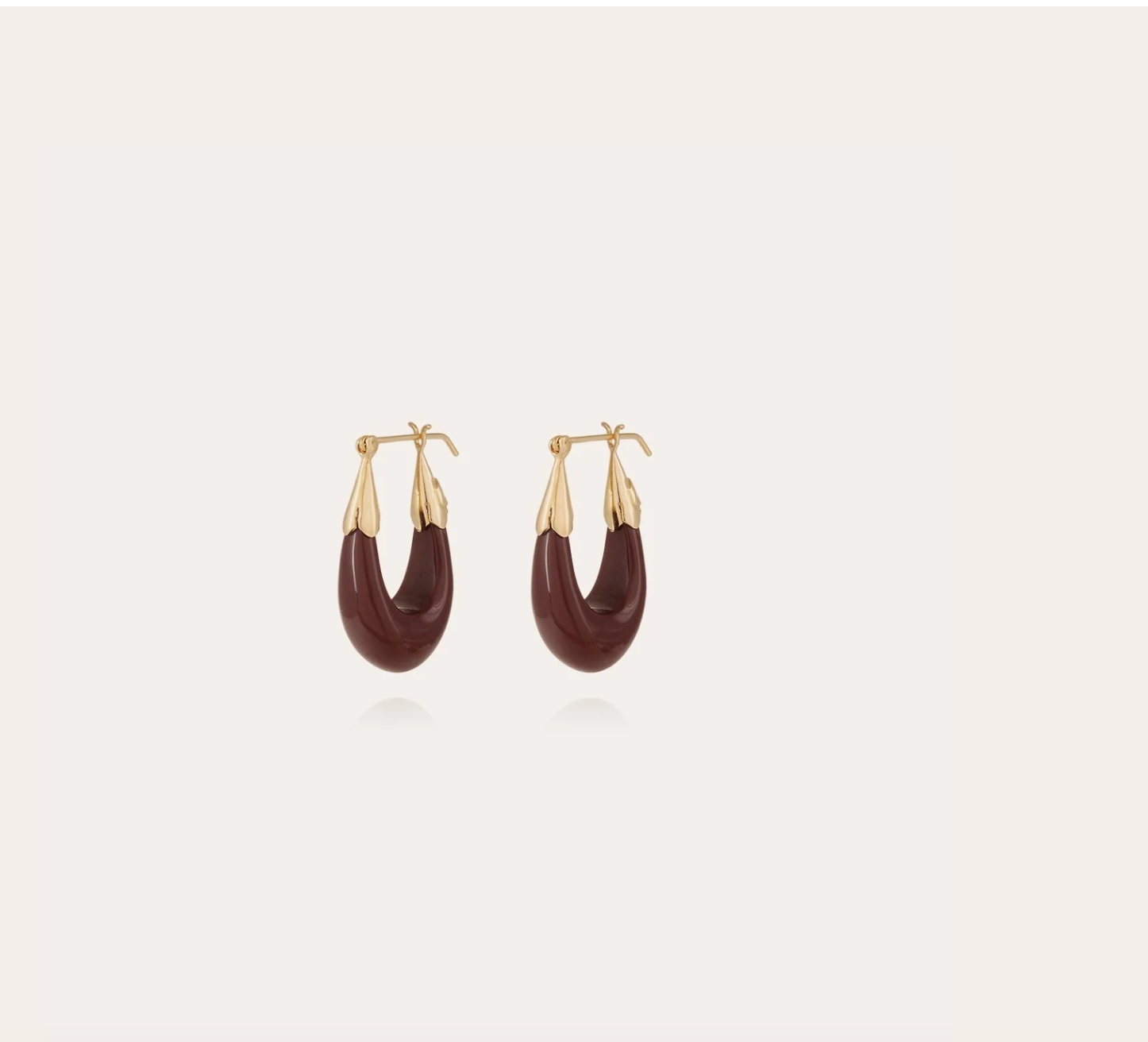GAS BIJOUX - Boucles d'oreilles ECUME petit modèle pourpre métal doré à l'or fin
