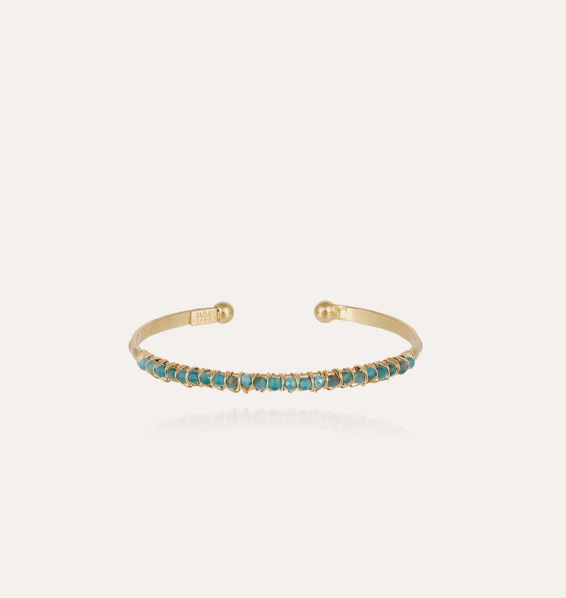 GAS BIJOUX - Bracelet LYRE jonc petit modèle doré à l'or fin - Apatite bleue