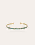 GAS BIJOUX - Bracelet LYRE jonc petit modèle doré à l'or fin - Apatite bleue