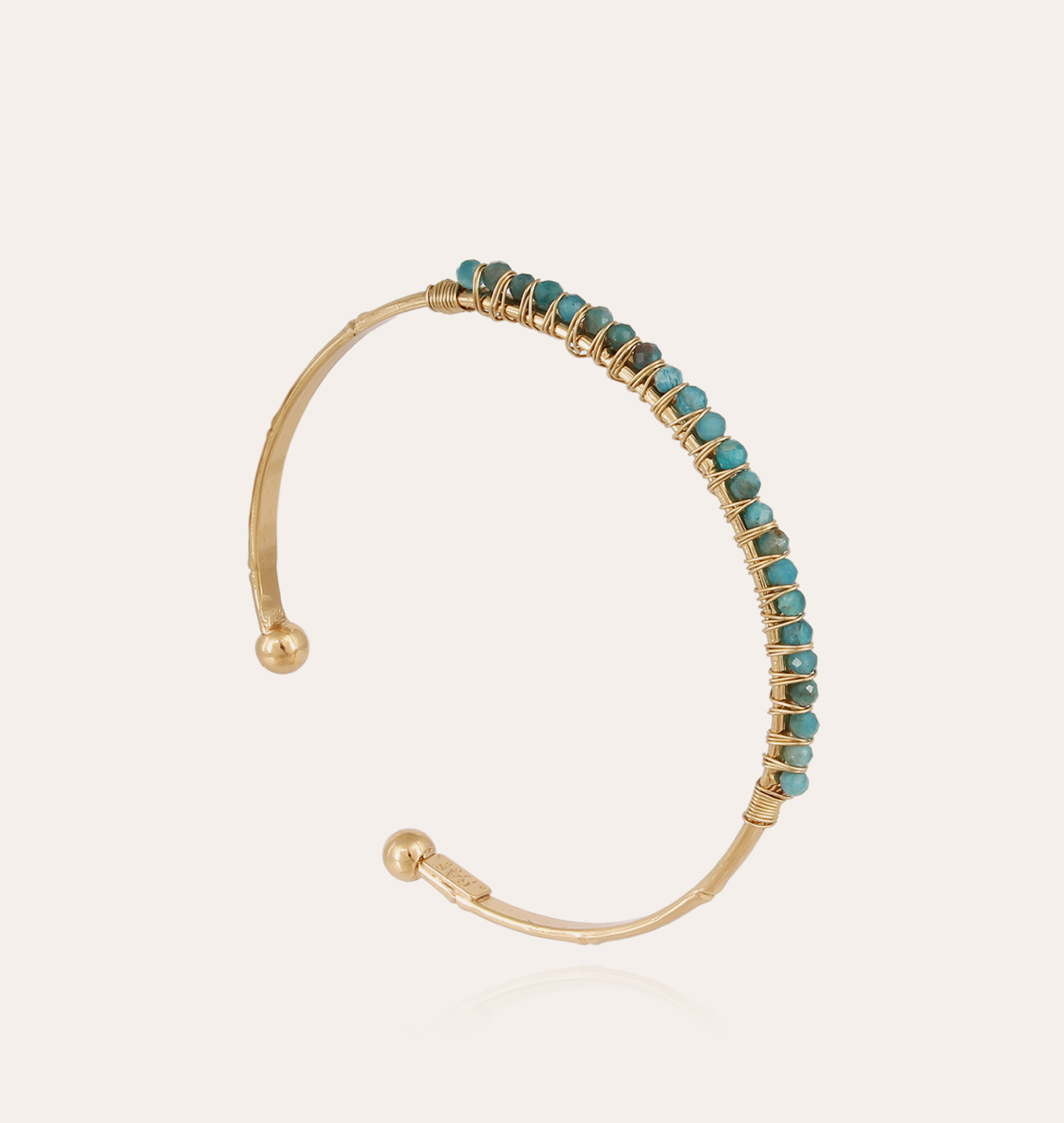 GAS BIJOUX - Bracelet LYRE jonc petit modèle doré à l'or fin - Apatite bleue