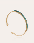 GAS BIJOUX - Bracelet LYRE jonc petit modèle doré à l'or fin - Apatite bleue