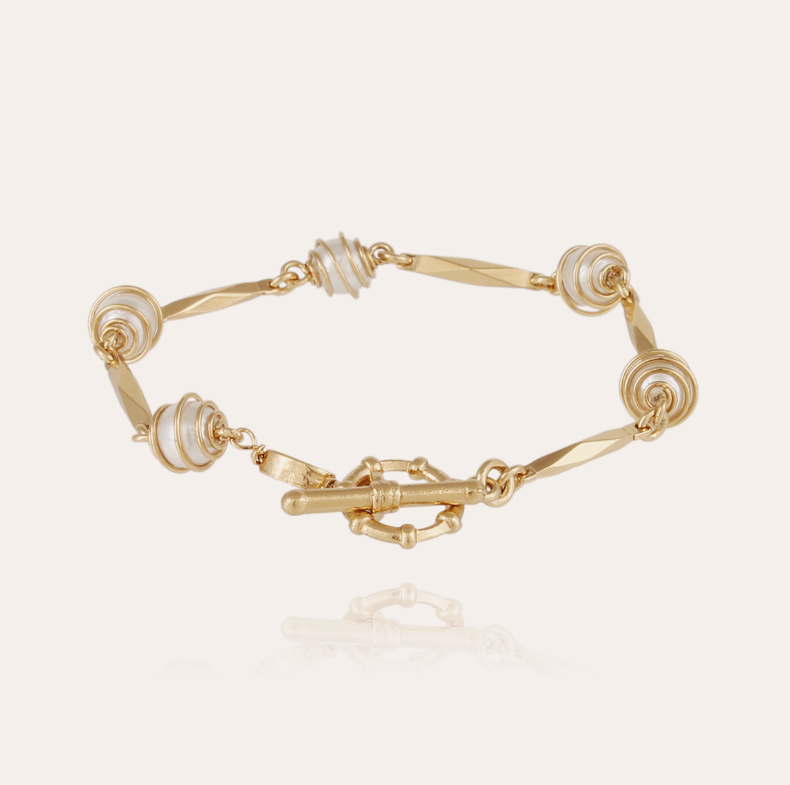 GAS BIJOUX - Bracelet perla MÉTAL doré à l'or fin