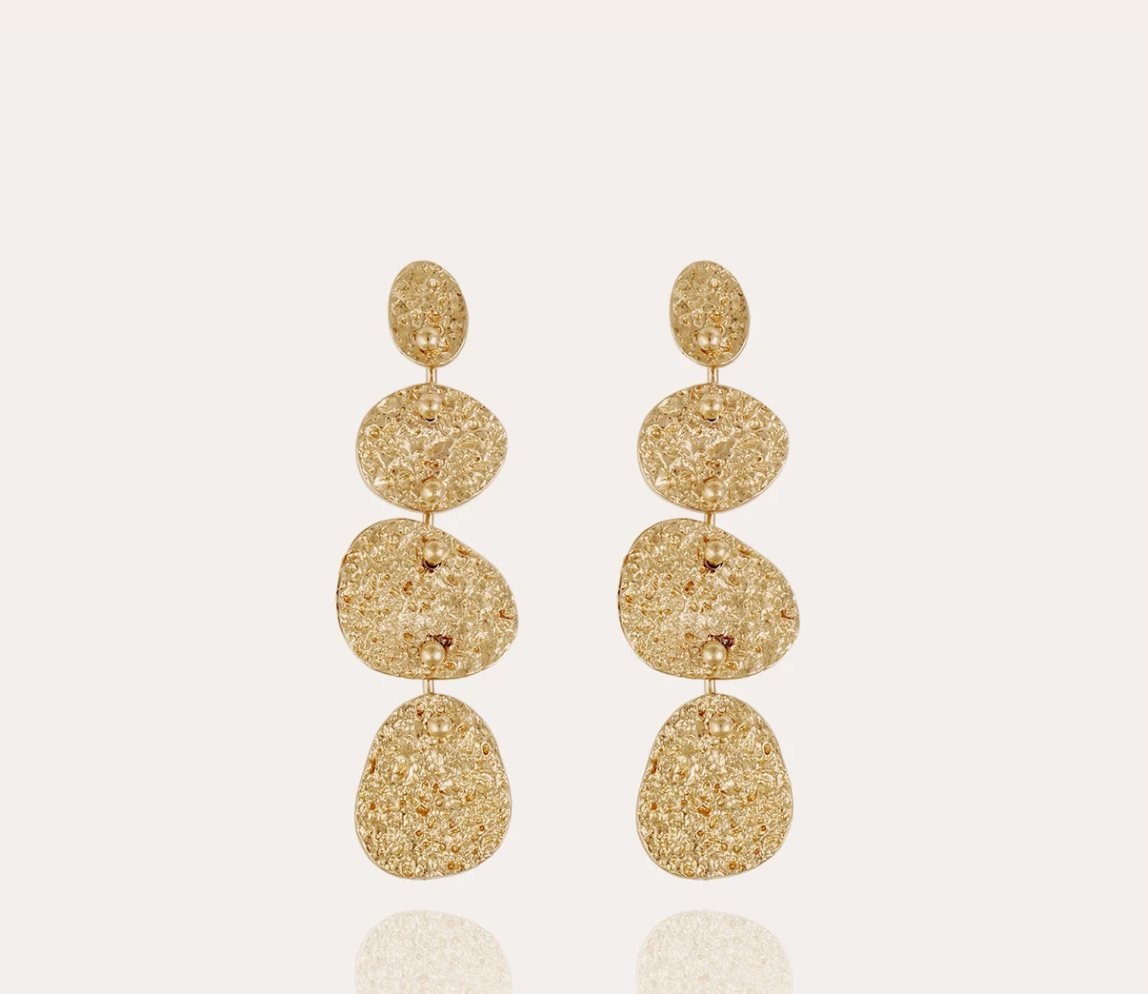 GAS BIJOUX - Boucles d'oreilles ECLIPSE 4 rangs dorées métal à l'or fin