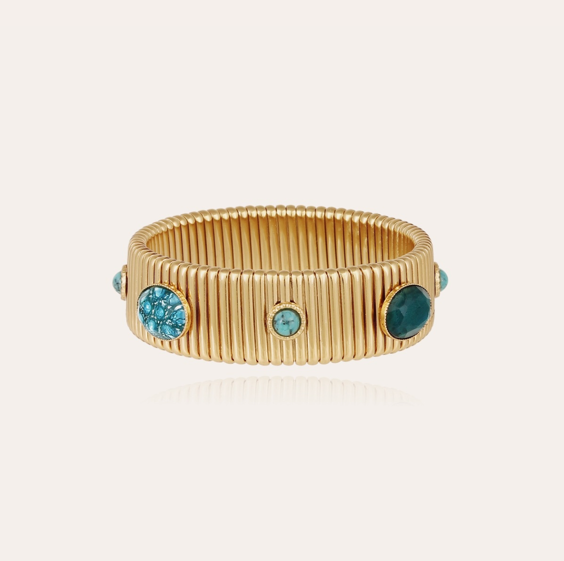 GAS BIJOUX - Bracelet STRADA moyen modèle dorée à l'or fin et turquoise