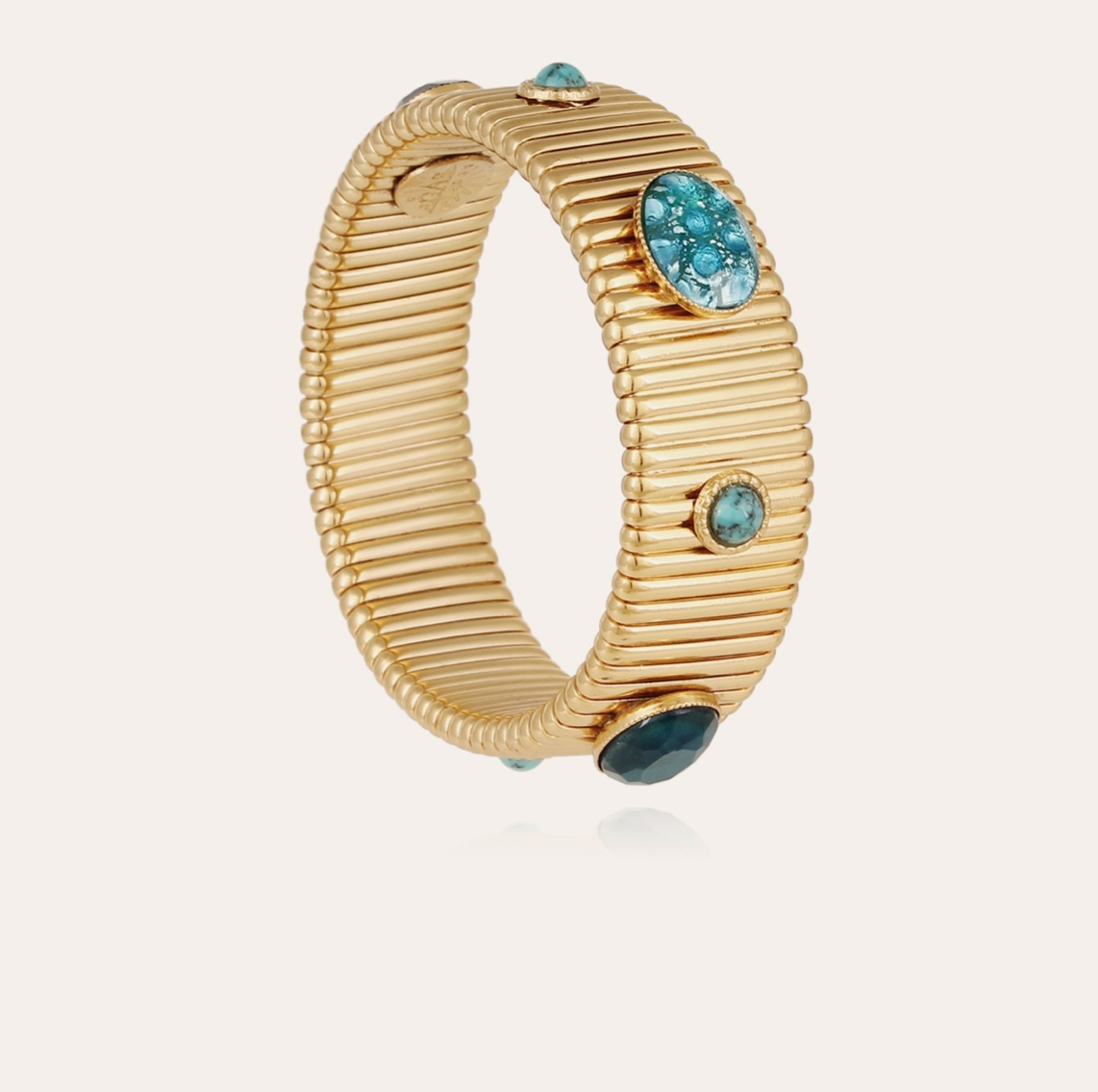 GAS BIJOUX - Bracelet STRADA moyen modèle dorée à l'or fin et turquoise