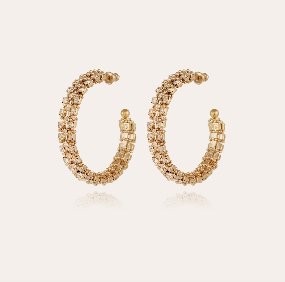 GAS BIJOUX - Boucles d'oreilles créoles IZILDA strass dorées à l'or fin