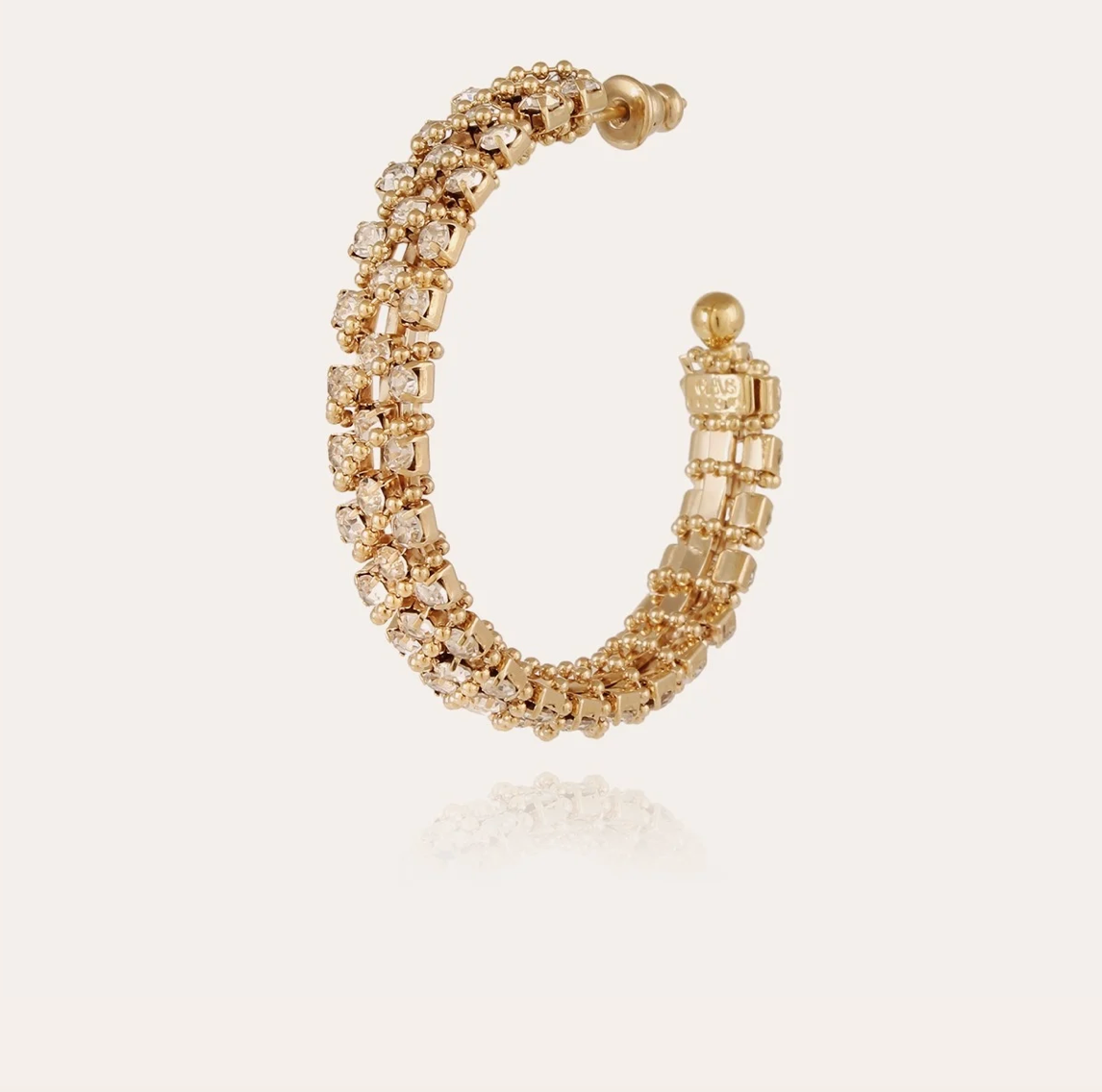 GAS BIJOUX - Boucles d'oreilles créoles IZILDA strass dorées à l'or fin