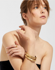 GAS BIJOUX - Bracelet BAMBOU strass doré à l'or fin