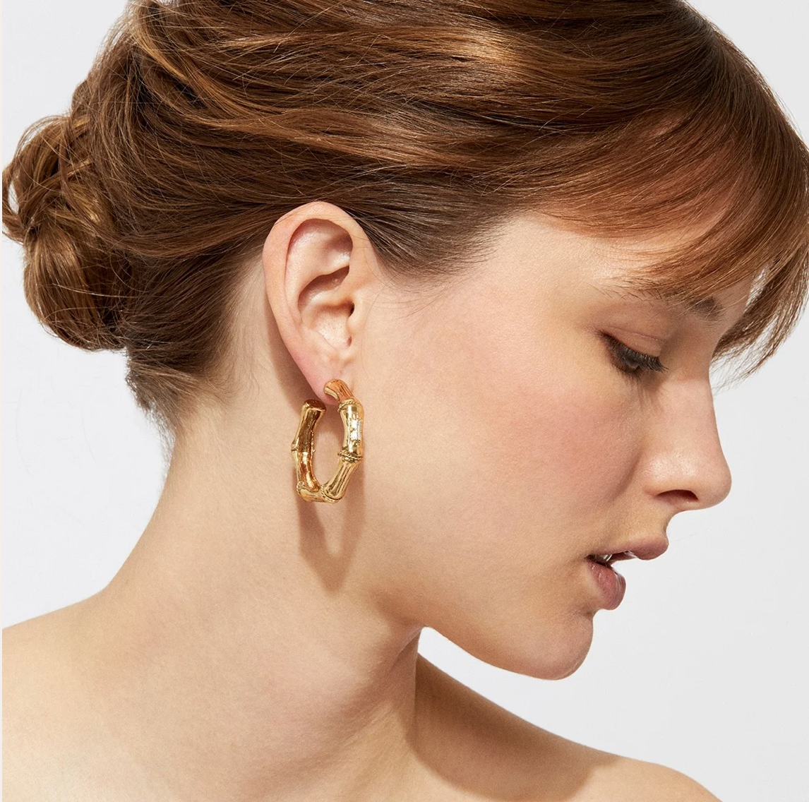 GAS BIJOUX - Boucles d'oreilles créoles BAMBOU strass petit modèle doré à l'or fin