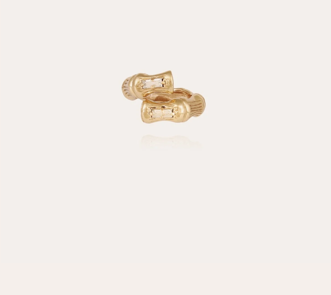 GAS BIJOUX - Bague BAMBOU LIANE strass dorée métal l'or fin